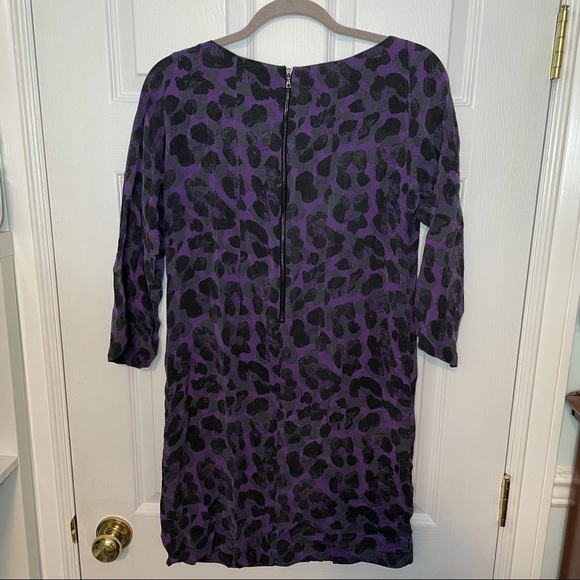 Tucker 100% Silk Purple Leopard Print Dress Medium - Picture 3 of 8